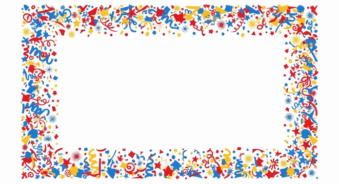 colorful confetti border frame vector illustration