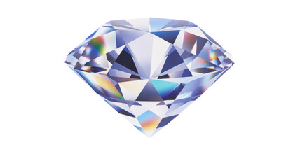 Fototapeta premium A brilliant cut diamond, showcasing its facets and prismatic fire against a clean white background