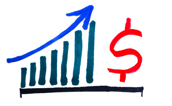 Gr&aacute;fico de crecimiento financiero con s&iacute;mbolo de d&oacute;lar sobre fondo negro