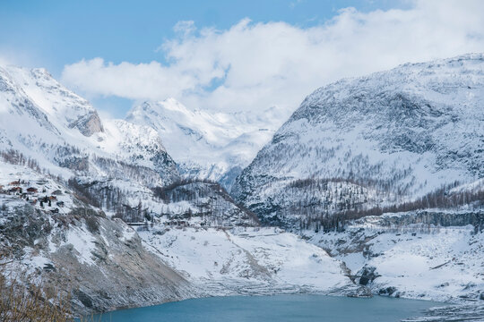 Lac du Chevril, artificial reservoir of Tignes Dam, France