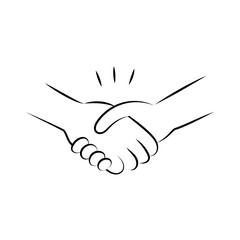 Obraz premium Minimalist line art vector illustration of a business handshake representing agreement successful partnership deal meeting and collaboration in simple black and white style