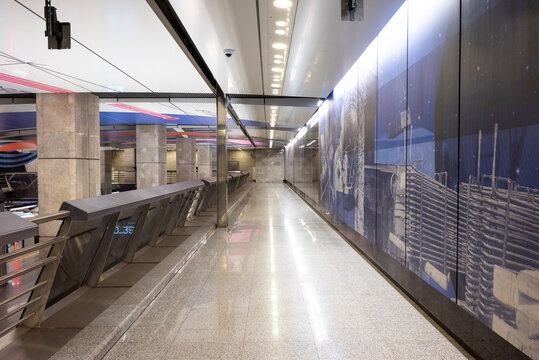 Moscow, Russia - april 22, 2026:  Interior of the  Sokolniki station of Moscow Metro of Big Circle Line (BKL)