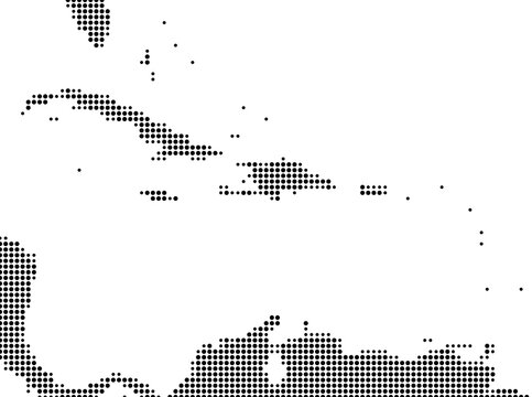 Abstract map of Caribean Sea showing the earth with a pattern of black dots