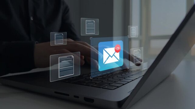 Electronic mail documents, digital files, business communication, online message exchange, inbox organization, data transfer, corporate workflow, modern office correspondence, secure information.