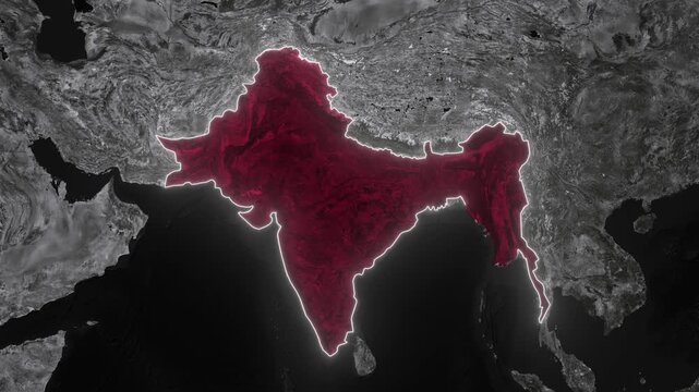 Documentary Map animation of British India. Zoom from Earth to the British Raj. Historical map animation 4k.
