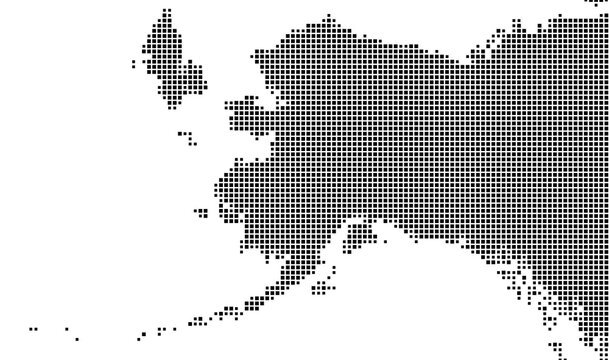 Abstract map of Alaska showing the earth with a pattern of black squares