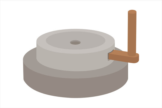 Traditional stone hand mill isolated on white background