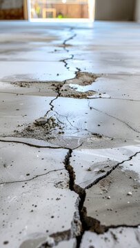 Fissure structurelle profonde sur un sol en b&eacute;ton ou une dalle de fondation