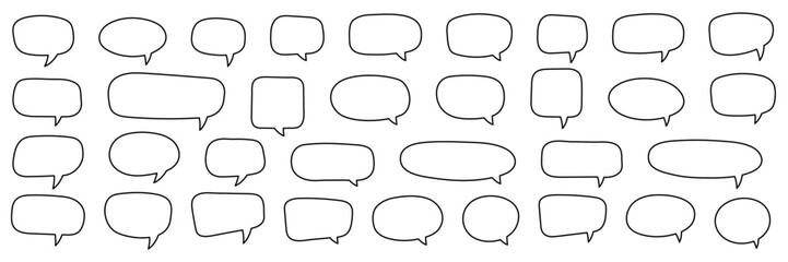 Naklejka premium Speech Bubble Outline Icon Set with Circle, Rectangle and Square Blank Shapes