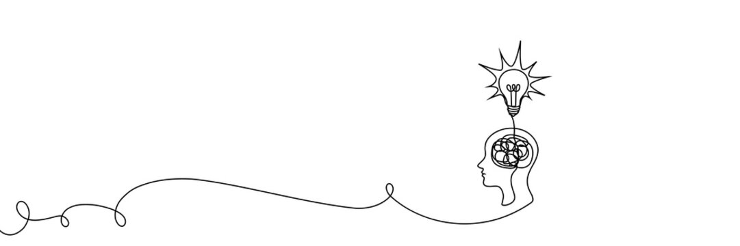 Continuous one line chaos problem scribble simple art icon knot. Chaos problem line complex brain solution tangle messy doodle drawing maze simplify lightbulb understand calm sketch background mess