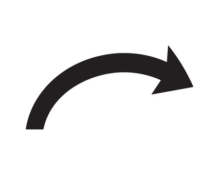 create picture for the prompt:  Bold black curved arrow pointing right, thick body with smooth curve, minimalist vector style, geometric design, symbolizing direction