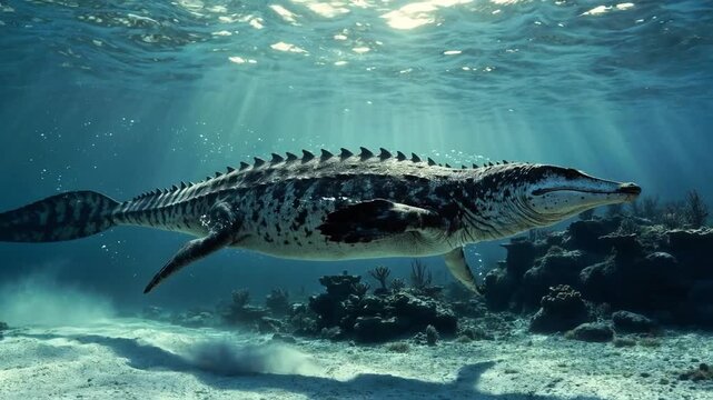 4k underwater footage of barracuda swimming in coral reef sunlight rays