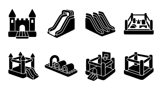 Vector illustration graphic design of inflatable bounce house icons