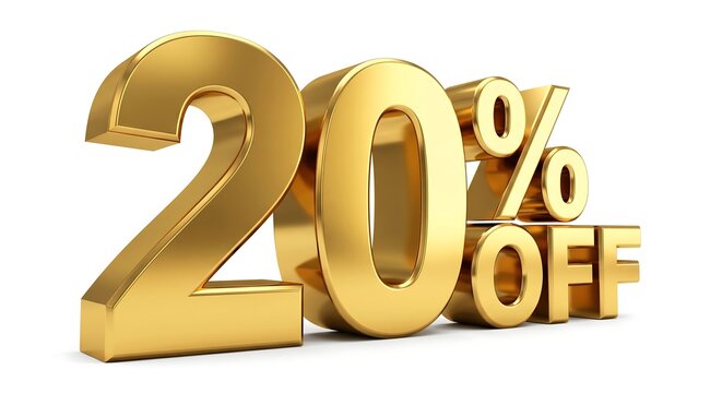 Golden 20 percent off discount sign