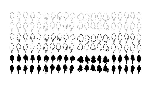 people vector stroke for architectural drawing 
