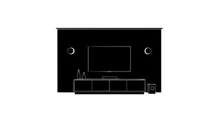 Fototapeta premium Minimalist Home Theater Entertainment System Silhouette Illustration