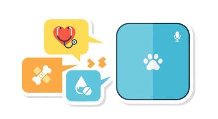 Obraz na płótnie Canvas Smart home device for pets with health care and nutrition icons