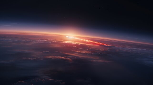 Atmospheric horizon with glowing cosmic re entry