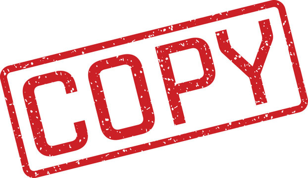 Bold red textured COPY word rubber stamp mark isolated on a clean white surface