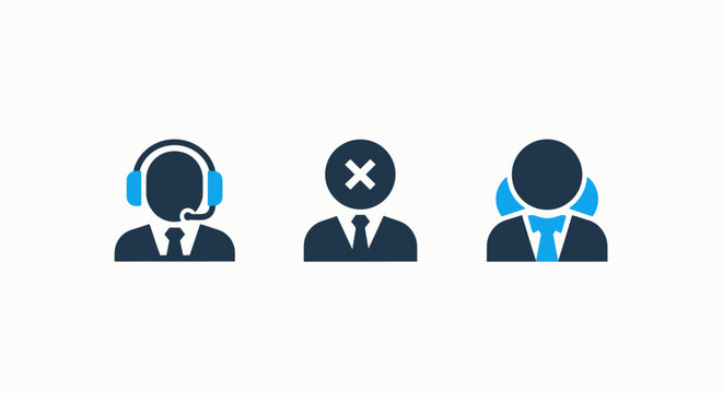 Customer support unavailable user team group icons representing diverse business roles and statuses with user icon business people human resources access denied employee representative teamwork
