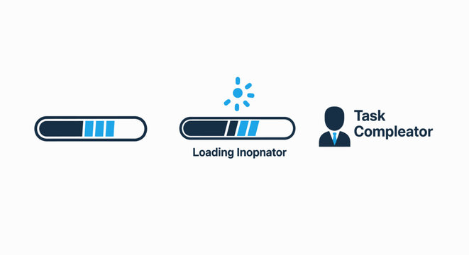 Progress loading bar and task completion icons for efficiency and project inception with progress completion efficiency indicator business management development successful professional