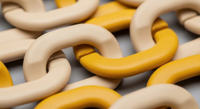 Interlocking plastic chains in contrasting yellow and white colors.