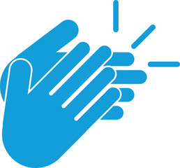 Fototapeta premium Clapping hands icon in blue isolated on white background . Applause clapping hands icon . Vector illustration