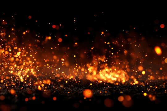 Fire embers and sparks over black background