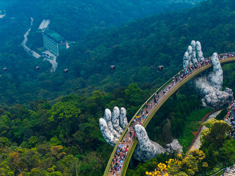 Ba na hills golden bridge, majestic landmark in Da nang, Vietnam