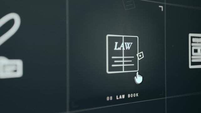 Digital icon representing a law book with stamp Notarized