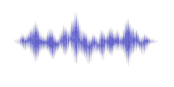 Modern digital sound wave vector illustration featuring a blue audio equalizer waveform pulse for music technology and medical frequency heart monitoring design