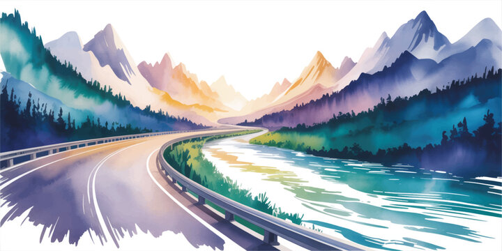 Mountain Road Through Scenic Nature Landscape