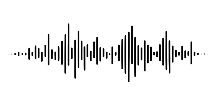 A sleek blue digital audio spectrum vector illustration features a rhythmic sound wave waveform design representing technology data and music frequency on a professional business market graph