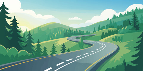 Mountain road through green mountains under open sky © mahabubmorshed