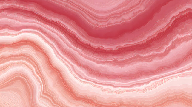 Beautiful abstract background featuring layered wavy lines in shades of pink and red resembling a natural agate stone texture.