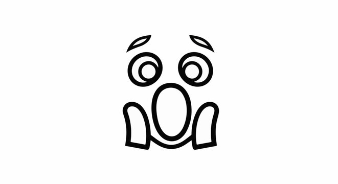 Cartoon surprised face with wide eyes and open mouth