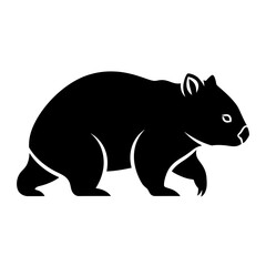 Fototapeta premium Silhouette of a wombat in black, a marsupial native to Australia, walking.