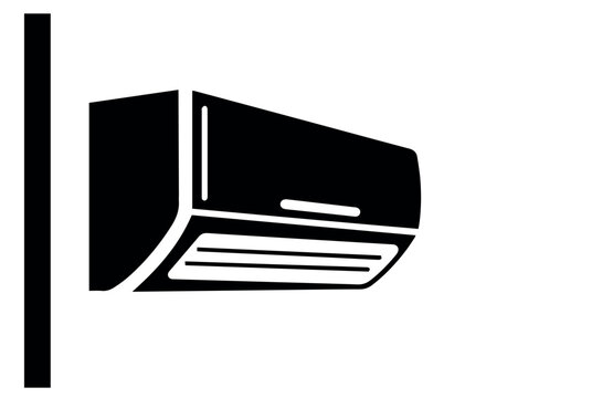 Air conditioner indoor unit icon in flat black style