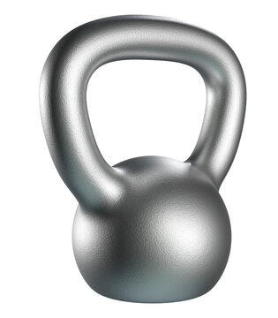 Kettlebell fitness weight, blank heavy cast iron powerlifting equipment, painted black, isolated on white background. 3D illustration