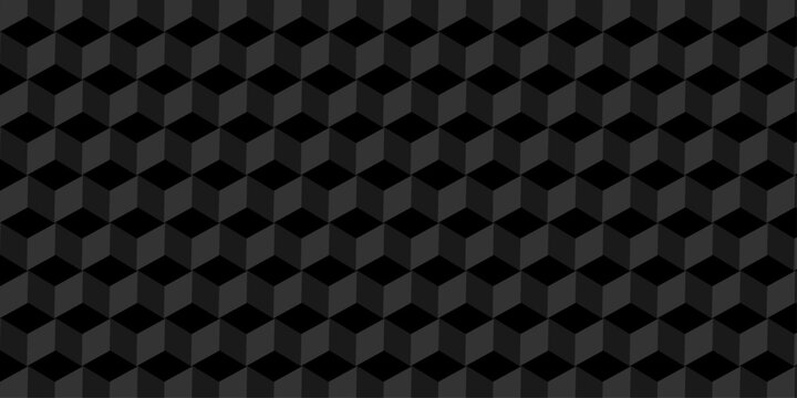 Vector structure box minimal black, gray abstract cube square wall texture. geometric tile hexagon mosaic wall grid wallpaper. minimal geometric block cube isometric texture background.