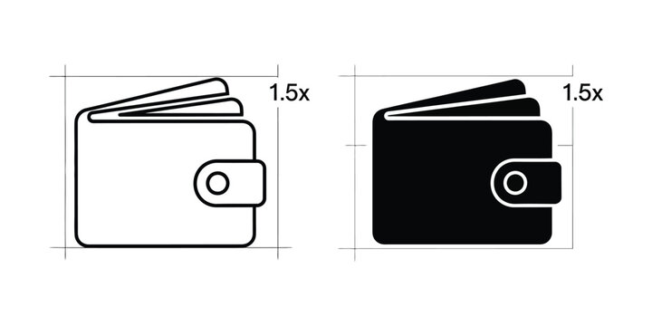 Comparison of a standard wallet and a black wallet with a 1.5x size multiplier