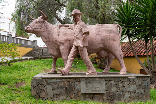 The monument of the livestock sculpture in Ganedero park in Firgas