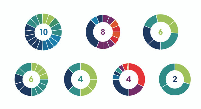 Collection of circular charts with segment counts ranging from 2 to 10