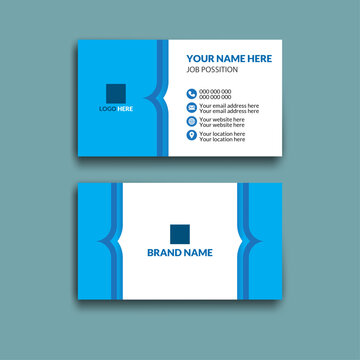 Modern Blue Corporate Business Card Design Template with Clean Minimal Layout