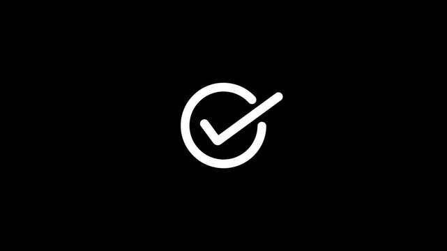 checkmark for success and approval sign, tick symbol animation on white background. animated checkmark for success.
