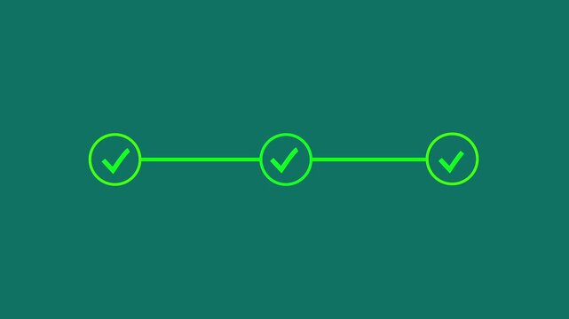 infographic step by step process icon animation, green 3 steps infographics animation background.