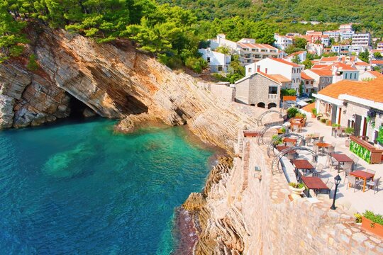 Beautiful costal scenery, Petrovac na Moru, Montenegro Adriatic Sea
