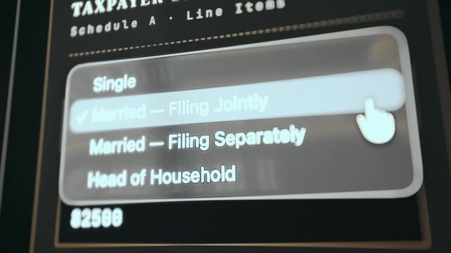 Tax filing information, person selects the filing status as Married - Filing Separately