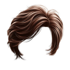 Fototapeta premium Artistic rendering of a stylish brown men's hairstyle with volume and subtle highlights. png.