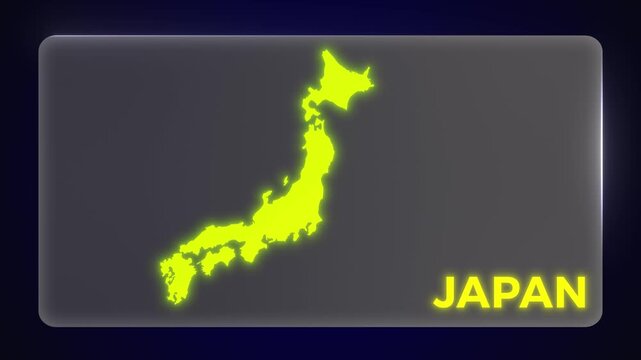 Land of the Rising Sun Japan Island Asia Map Intro Outro Modern Template Glow Effect Explainer Documentary Style Animation 4K Video